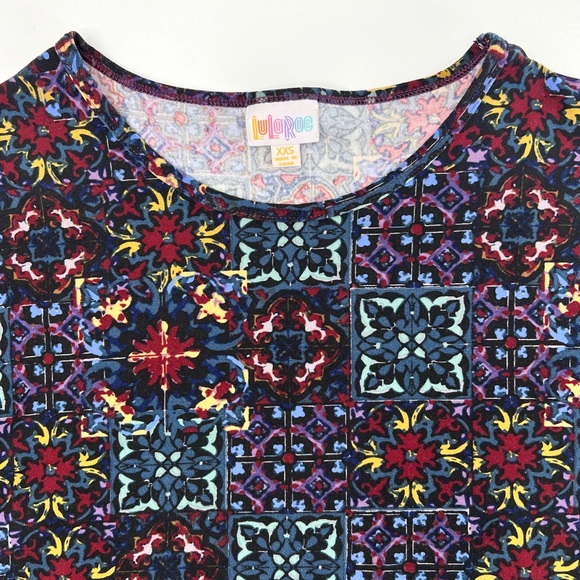 LuLaRoe Irma Black and Purple Tunic Tee Shirt Size XXS - Picture 3 of 10